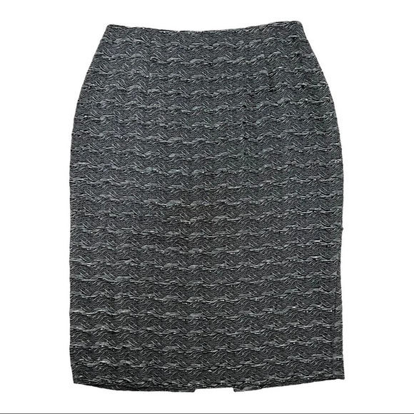 Carmen Marc Valvo Beaded Pencil Skirt Grey textured high waisted Luxury Size 4 - Picture 2 of 8
